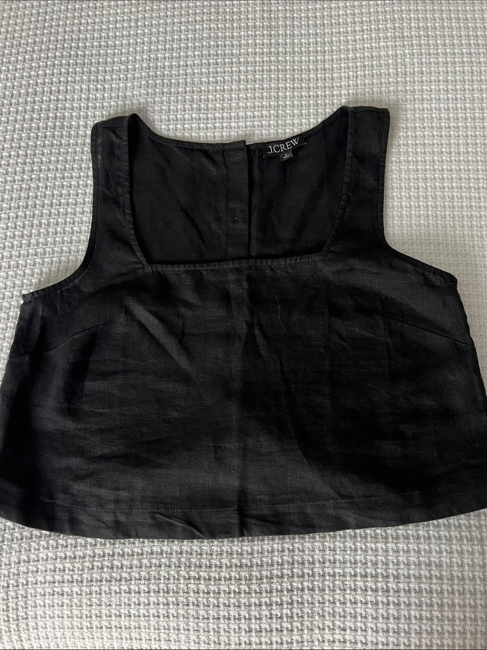 J. Crew Black Linen Square-Neck Crop Tank